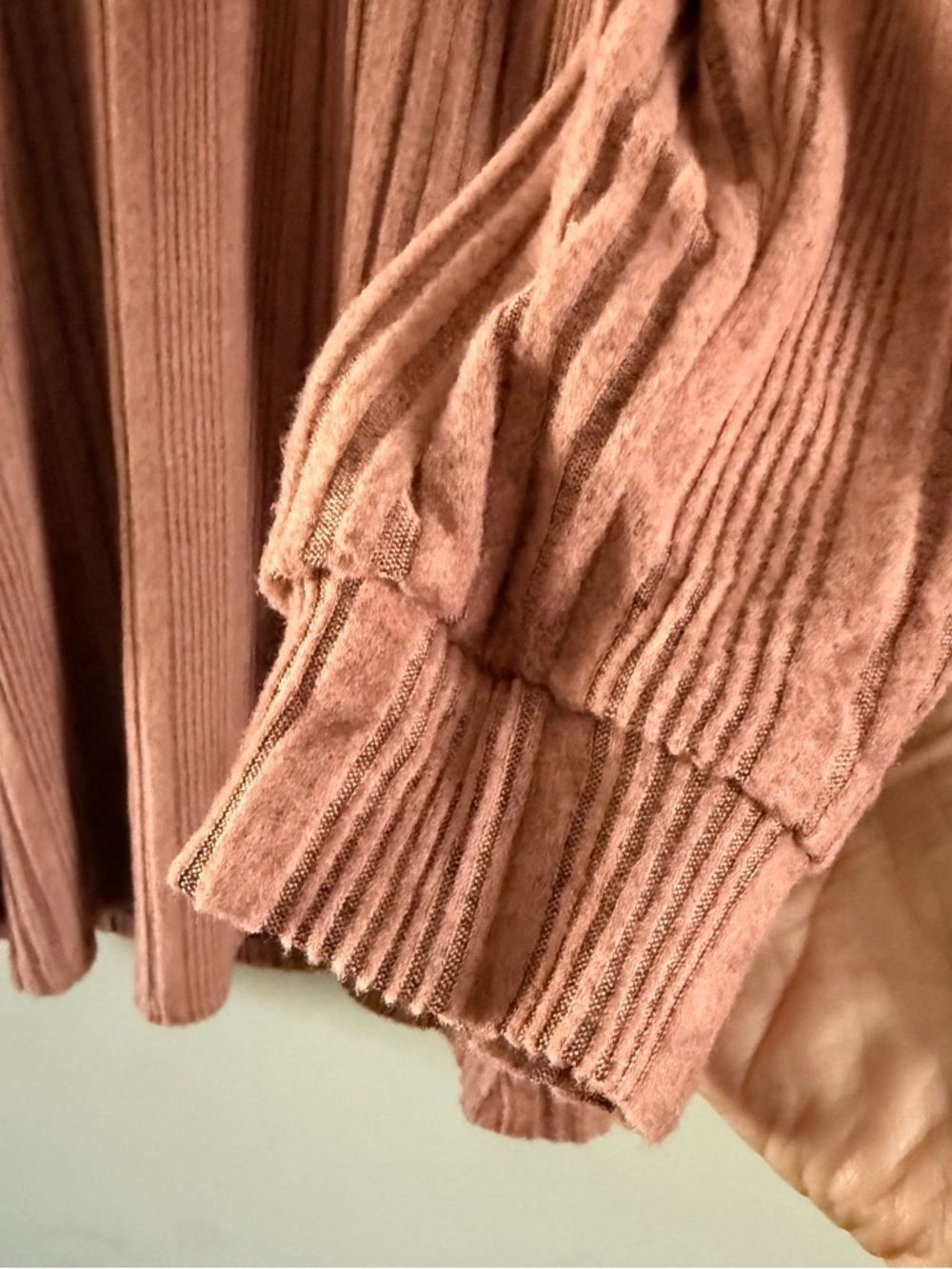 Ribbed Long Sleeve V-Neck Dress in Dusty Rose - Picture 5 of 11